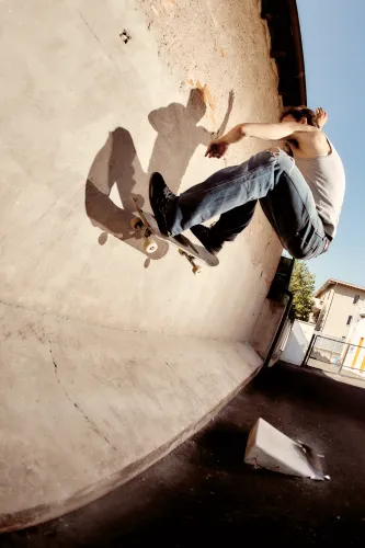 Leonardo Bergese, Kickflip Fs Wallride, foto Federico Casella